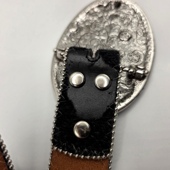 Nocona Belt Womens Black With Hide Rhinestone Studded Western Belt M N3483001 - Picture 5 of 6